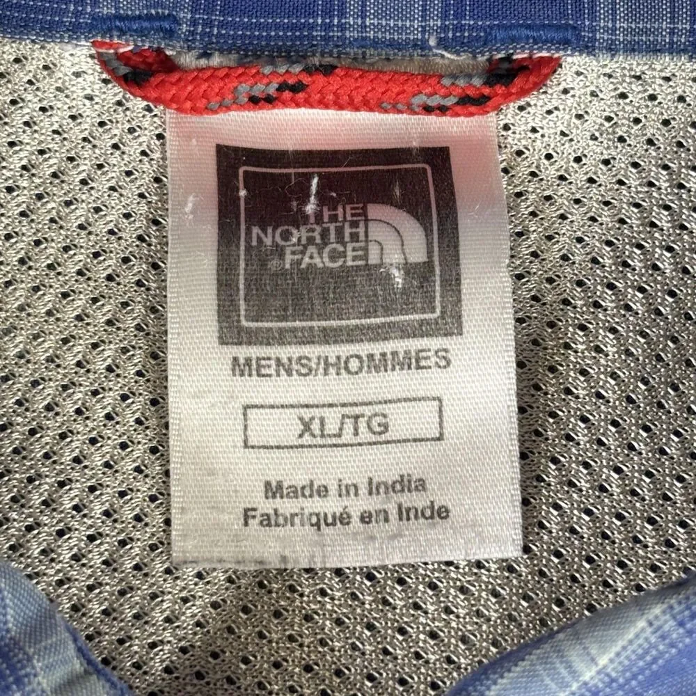 The North Face Shirt Mens XL Blue‎ Plaid Long Sleeve Button Up Vented Hiking